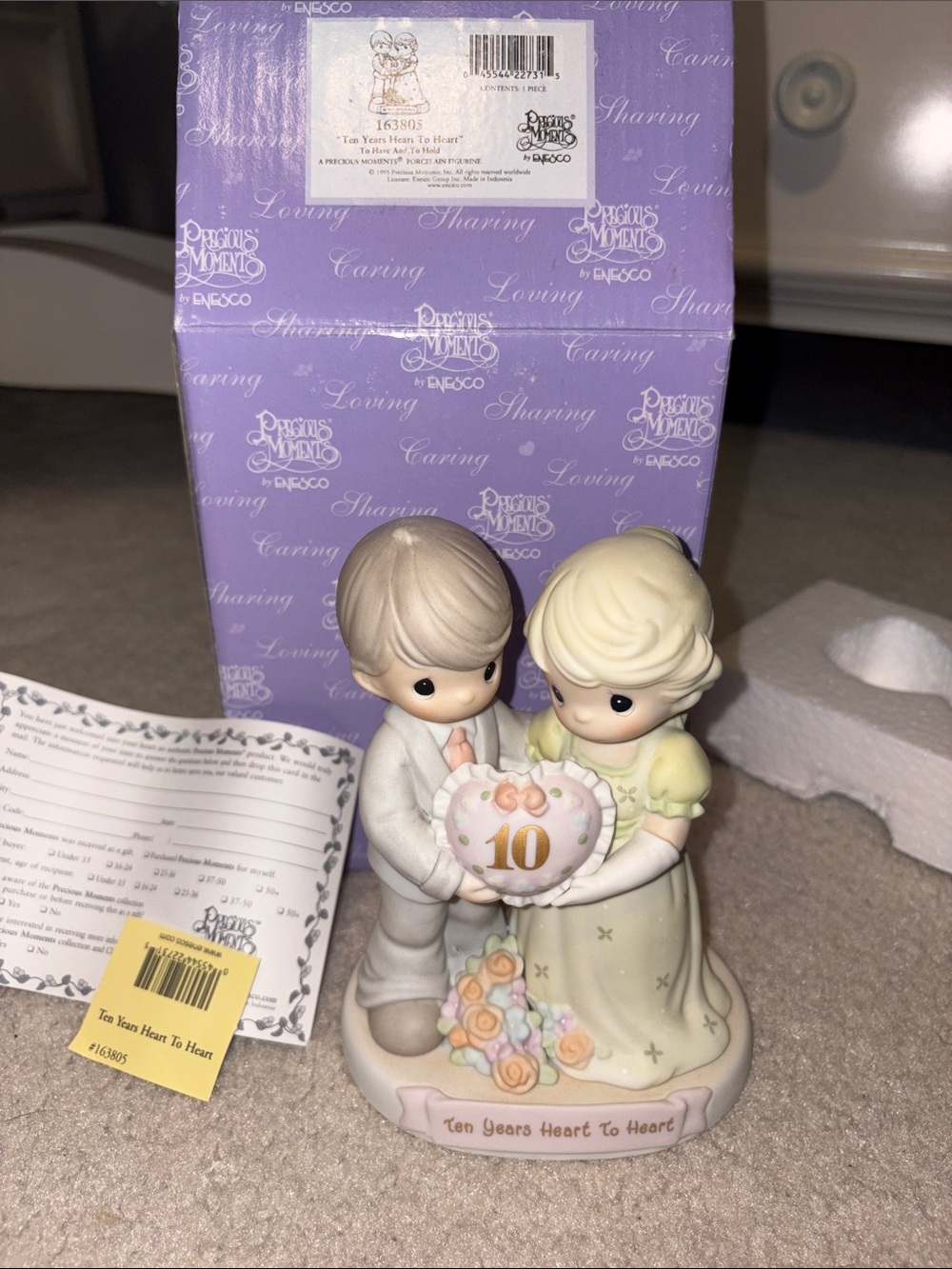 Precious Moments Anniversary Figurine in Cream, Pastel Pink & Green